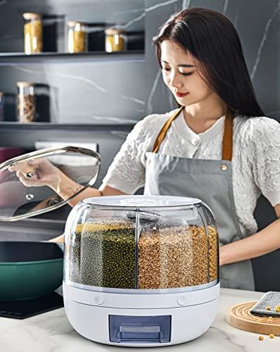 360° Rotating Rice, Grain Dispenser for Kitchen Storage